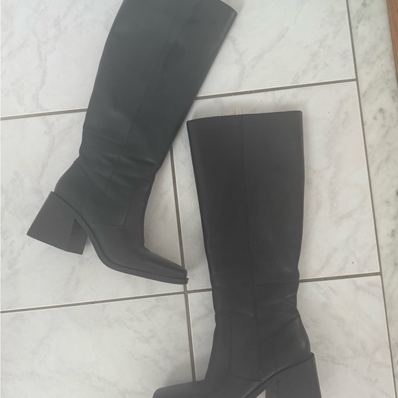 Vince Camuto Wide Calf Seshon Leather Knee-High Boots Black 8.5 - Picture 3 of 7